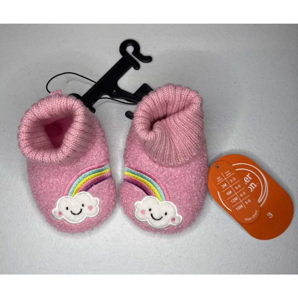 Wonder Nation Baby Girl Rainbow Slippers Pink, Size 3